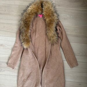 Lilly Pulitzer Adelane cardigan Sweater with faux fur collar